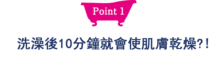 Point1 洗澡後10分鐘就會使肌膚乾燥？！